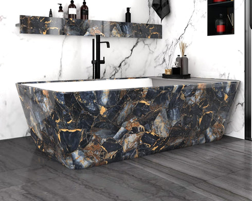 Marble Black Contact Paper, Peel and Stick Gold Wallpaper for Kitchen, Waterproof Vinyl Film for Countertop Cover
