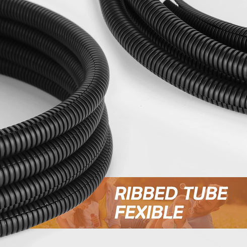 ZhiYo 20FT 1/2” Wire Loom Split Tubing, High Temperature Heat Resistant, Black