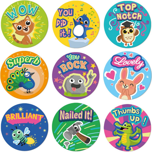 Sweetzer & Orange Reward Stickers for Teachers, 1008 Decals in 9 Designs, 1 Inch Classroom Supplies