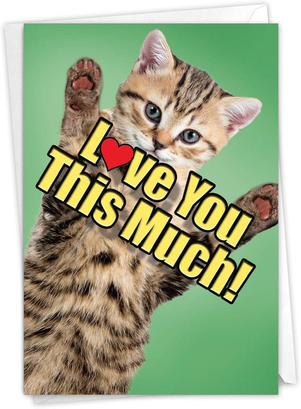 The Best Card Company - 1 Father's Day Card for Dad, Pa, Pop, Daddy, Stepfathers w/Envelope - Cat Love You
