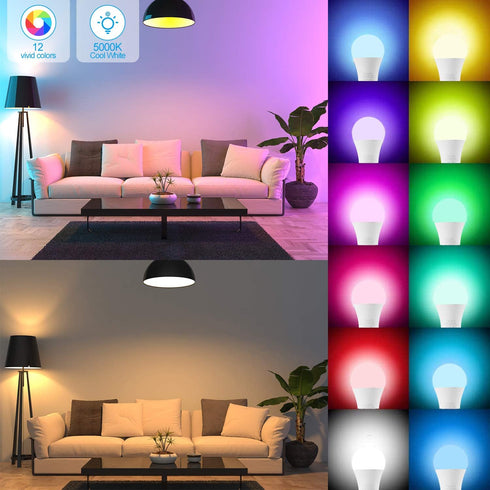Bulbs 10W Bulb 5000k (2 Pack) Vgogfly RGB Led Light Color Changing Light with Remote Control Daylight White Remove