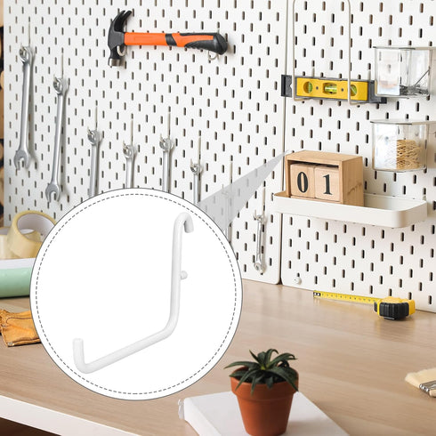 12 Pcs Pegboard Hooks, 6 x 9.5 Centimeters, Compatible with IKEA Skadis Pegboard, Waterproof Metal Storage Tool