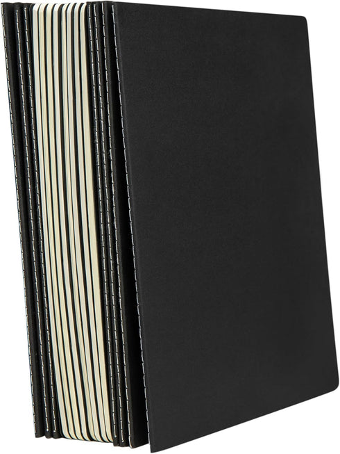 Large Notebook Journals Bulk, 12 Pack A4 Size, Black Cover, 60 Unlined Pages, 8.5x11 inch, 80GSM Paper