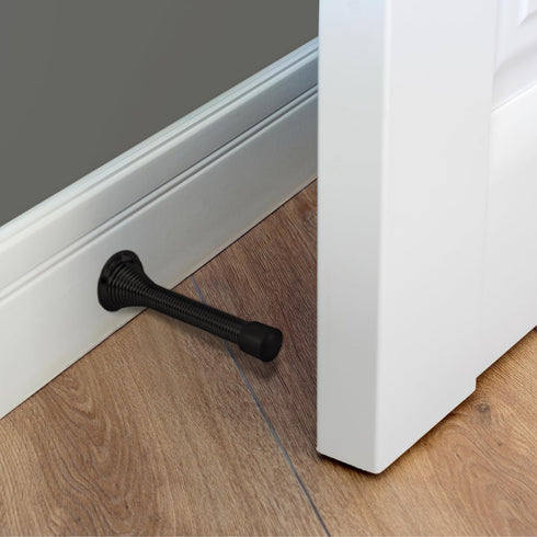 Design House Spring Door Stop Wall Protector with Rubber Tip, Oil Rubbed Bronze Solid Steel Stoppers, 10-Pack, 181719