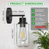 1-Light Black Bathroom Wall Sconce with Clear Glass Shade, Modern Vanity Light Fixture Over Mirror for Bathroom