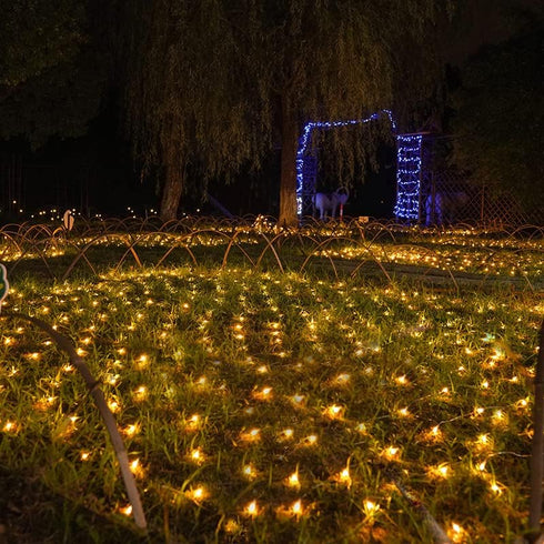 weillsnow 198 9.8ft 6.6ft 8 LED x Christmas Net Lights, Connectable Lighting Twinkle Modes Mesh Lights for Christmas