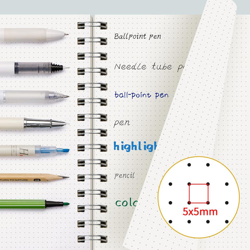 EMSHOI B5 Spiral Notebook Bullet Dotted journal, Large 7.48" X 10.15", 300 Pages/150 Sheets, 100gsm Dot Grid Paper, Waterproof Hardcover, for Office School Women Men Work Writing Notes-Green by EMSHOI