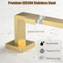 5-Pieces Set, 304 24.48 Inch Set Brushed Gold Bathroom Hardware SUS Stainless Steel Square Towel Bar with Towel Ring