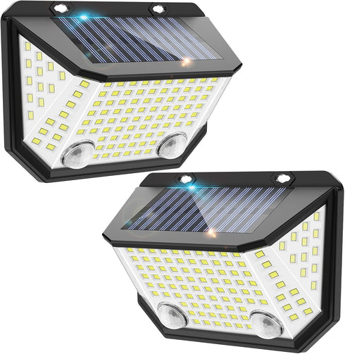 Kasonic 122 LEDs Solar Lights Outdoor, Ultra-Bright Motion Dual-Sensor Wall Lights with 300 Wide Angle, Cool White-2