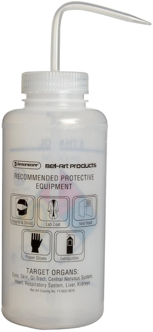 SP Bel-Art 1000ml (32oz) Right-to-Know Safety-Vented/Labeled Ethanol Wash Bottles, Pack of 2