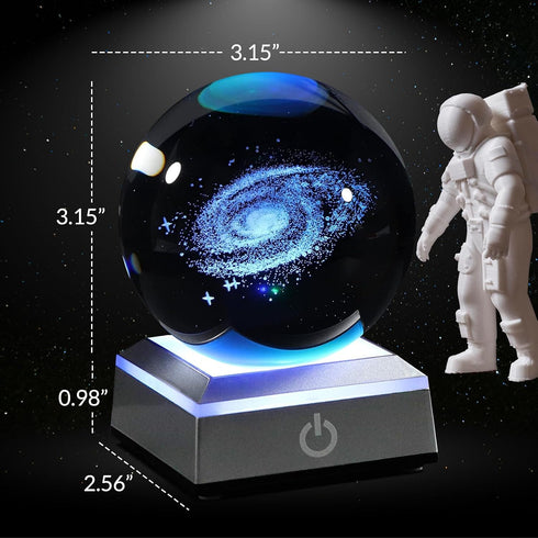 3D 3.15 inch Galaxy Crystal Ball Night Light Glass Ball Table Lamp with Color Changing Touch Base Decor Ideal Galaxy