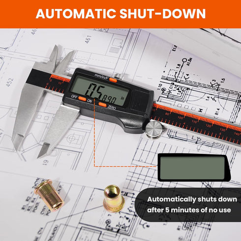 HARDELL Digital Caliper, 0-8 Inch Measuring Tool, Stainless Steel, Large LCD Screen, Waterproof Caliper for