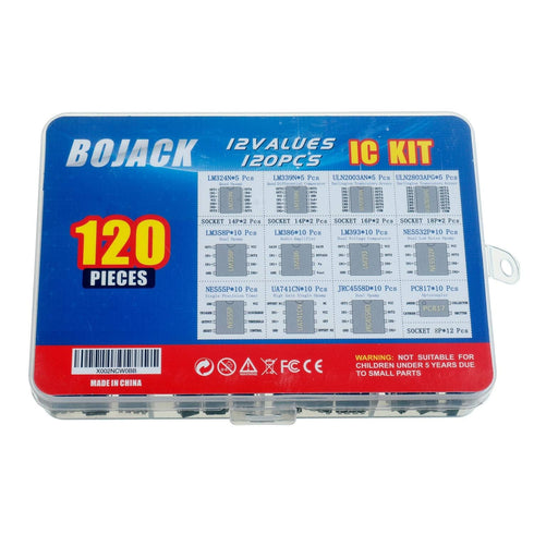 BOJACK 120 Pcs Opamp Timer Darlington Phototcoupler IC Assortment Kit - LM324, LM339, ULN2003AN, and More