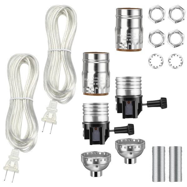 Honoson 2 Pcs Lamp Repair Kit, Table Lamp Rewire Kit with 3 Way Socket and DIY Instructions