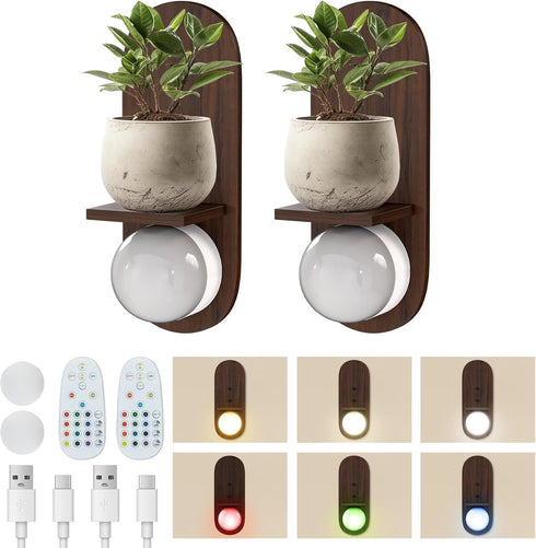 fnmobe Battery Operated Wall Sconce with Shelf Set of 2,Rustic Candle Holder with