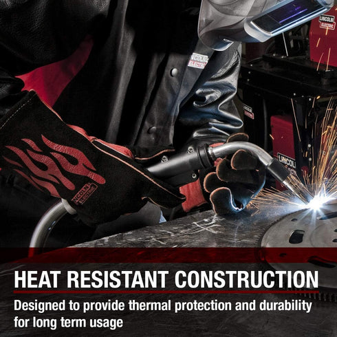 Lincoln Electric K2979-ALL Traditional MIG/Stick Welding Gloves - 14" Lined Leather, Kevlar Stitching, Black, Red