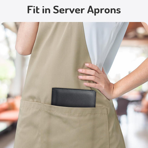 Book,5"9", 2 Server Book High Volume, Expandable Server Waitress Waiter Book, Sturdy Leather Waitress Book with Zipper