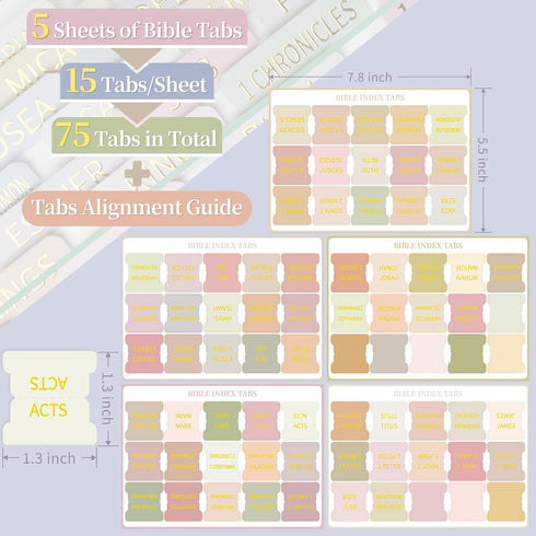 JIXZEN 75 Bible Tabs for Women and Men, Laminated Embossed Gold Foil Index Tabs, Durable Bible Study and Journaling