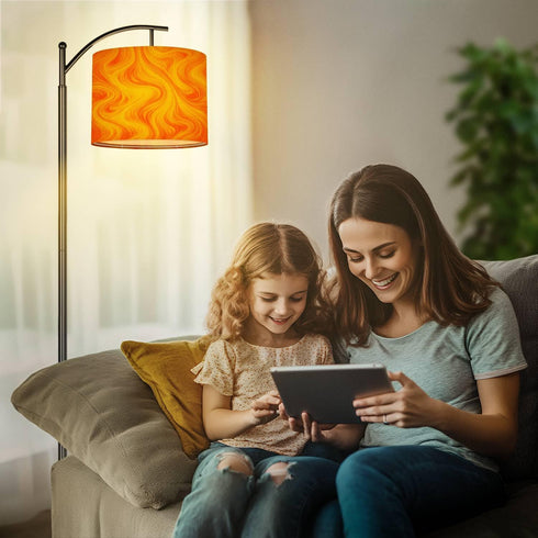 LASENLANP 8.9"x11" Lamp Shade Abstract beautiful red swirl liquid colorful marble surface Orange Drum Lampshade