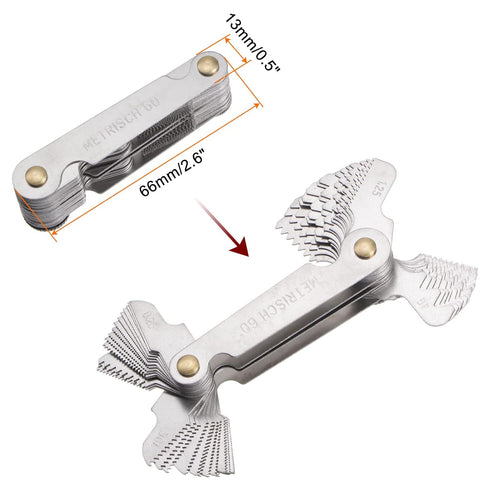 58 Pcs Metric & British Whitworth & US Screw Gauge Thread Pitch Measuring Tool for Industrial Measurement