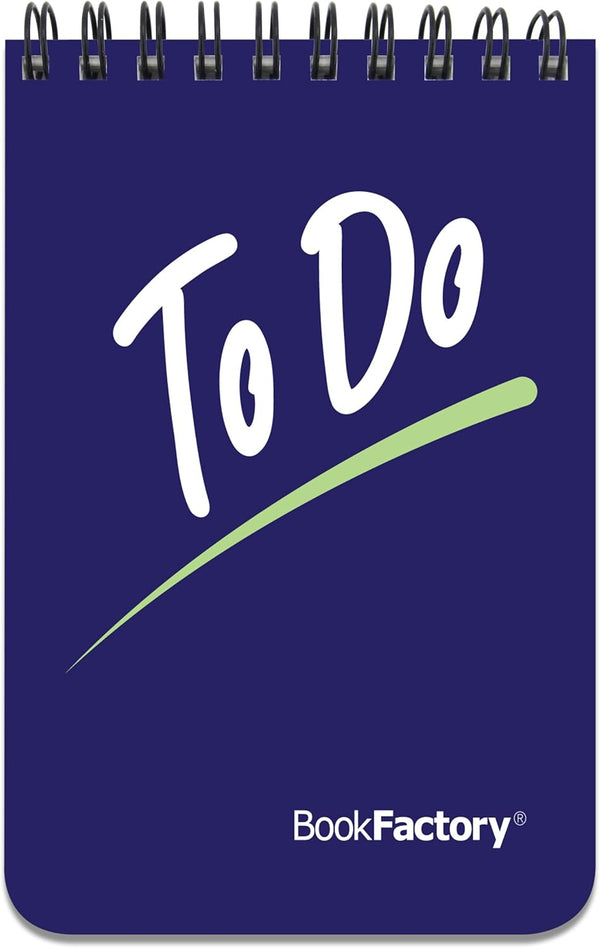 BookFactory To Do List Notebook/Journal, 120 Pages, 3.5 x 5.25, Durable Translucent Cover, Wire-O Bound