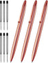 Cambond Guest Pen Set, Stainless Steel Ballpoint Pens for Guest Book, Black Ink (1.0mm), 3 Pens + 6 Refills (Rose Gold)