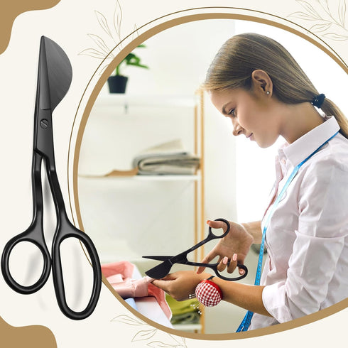 2 Pieces Duckbill Shears 6 and 7 Inches, Bent Curved Offset Handle Duckbill Scissors for Crafting and Fabric