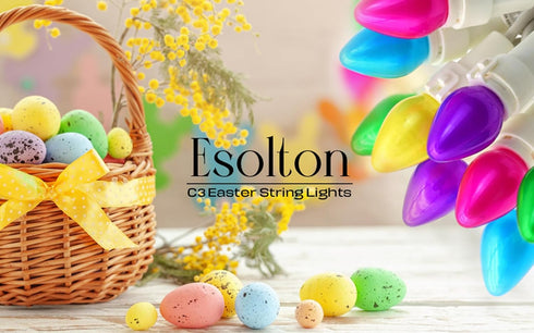2PACK 50 Count 13 Easter String Lights Decorations, LED Feet Pastel Multi-Color Lights with White Wire, Plug