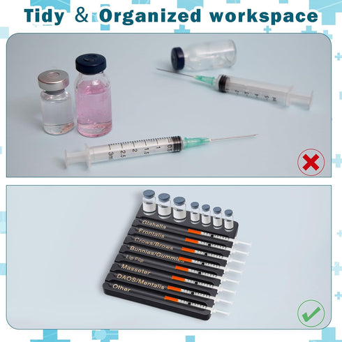 1 8 2-in-1 Geelin Pcs Aesthetic Practitioner Syringe Tray with Slots Label Bamboo Vial Holder Syringe Preparation Tray