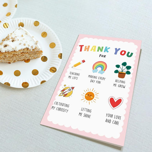 Obbyidk Cute Teacher Thank You Card from Kid Student, Funny Appreciation Card for Nursery Teacher, Preschool Teachers