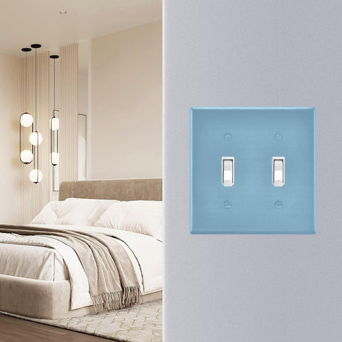 Light Blue 3 Gang Toggle Switch Plate Cover, Decorative Outlet for Home Decor