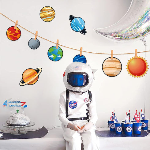BeYumi 45Pcs Solar System Cutouts, 9 Planets Galaxy Wall Decal for Classroom and Party Decor