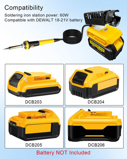 Soldering Iron Station for Dewalt 20V/18V Batteries, Portable Cordless Tool for DIY Appliance Repair
