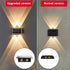 2 Pack, 4 ASLIDECOR Solar Wall Lights Up Down Led Solar Sconce,Waterproof Deck Fence Lighting for House Outdoor Decor