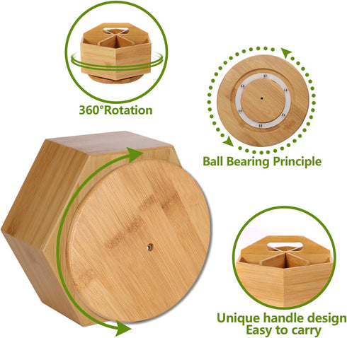 Marbrasse Bamboo Art Supply Organizer, Rotating Pencil Pen Holder for Office Supplies