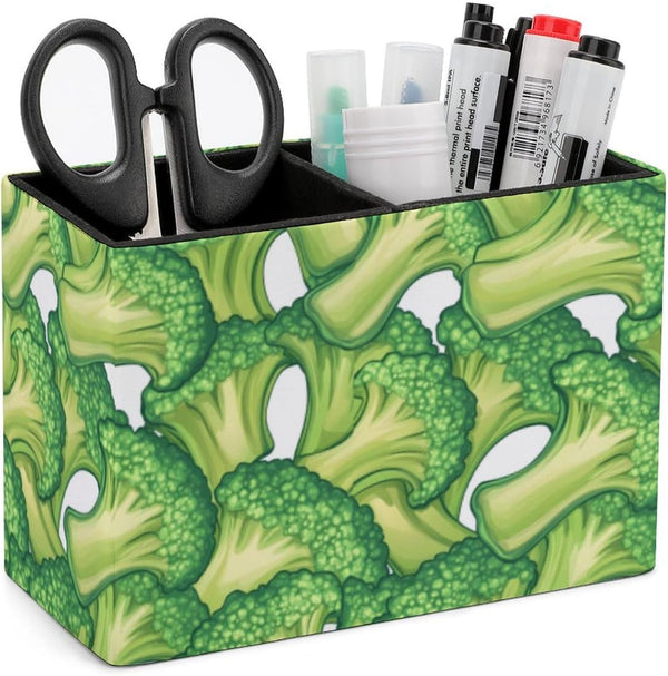 Generic Broccoli Stack Desk Organizer Leather Pen Holder Desktop Storage Makeup Drawer for