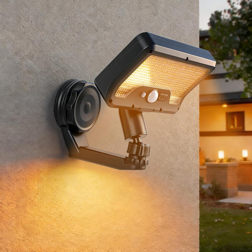 Magnetic Solar Motion Sensor Outdoor Lights, 3 Installation Methods, Dual Solar/USB Charging,