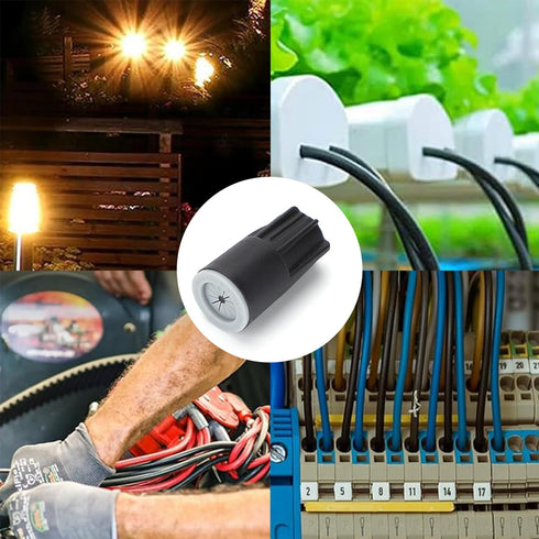 TAODAN 16PCS 22-14AWG Black PVC Waterproof Wire Nuts Outdoor Crimp Cap Gardening Terminal Suitable for Landscape