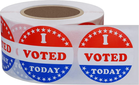 Hybsk I Voted Today with Red, White, and Blue Circle Stickers 1.5 Inch Round, 500 Labels Per Roll
