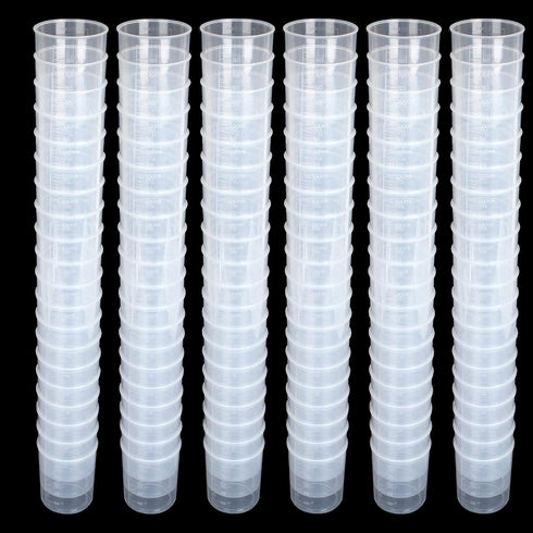100Pcs 100ML Plastic Graduated Measuring Beaker Set, Clear Liquid Mixing Cups for Epoxy Resin, Lab Use, Tapered Spout