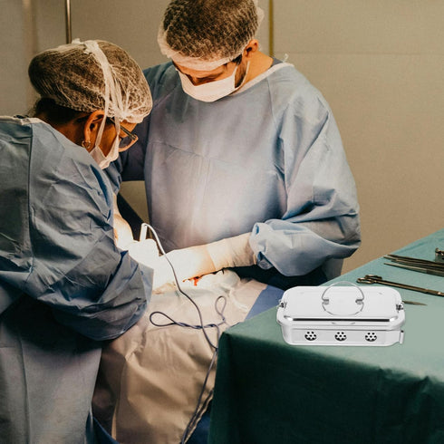 Stainless Steel Medical Storage Case with Lid and Holes Utility Tray for Doctor Tools for Organizing Instruments