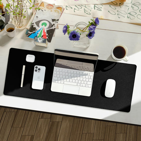 Waterproof Large Gaming Mouse Pad with Durable Stitched Edges, Non-Slip Rubber Base, Big Computer Keyboard Mouse Mat Desk Pad for Home Office Gaming Work, 31.5"x11.8"x0.16", Black by Reniteco