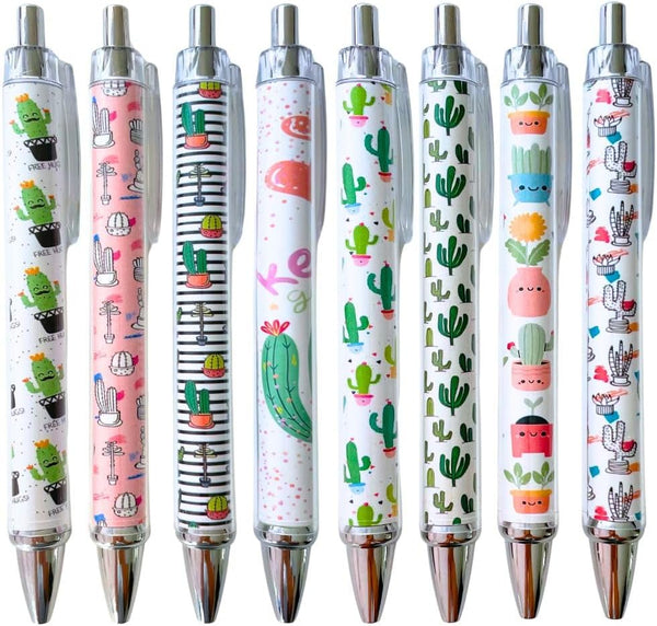 8PC Cactus Pens Ballpoint Writing Pen Black Ink for School Classroom Office