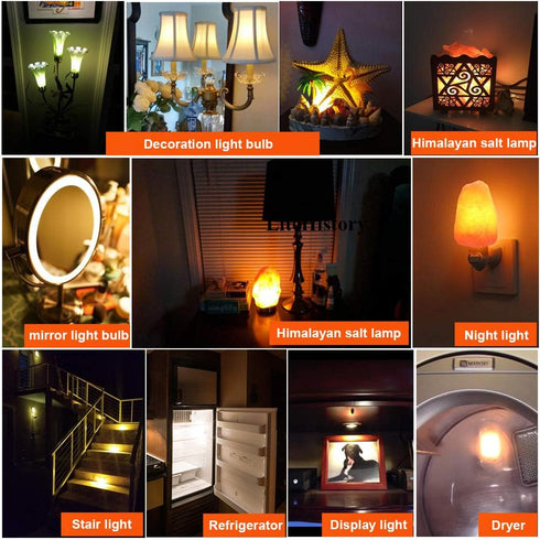 LiteHistory E12 15W Night Light Bulbs, 150lm Himalayan Salt Lamp Bulb, 2700K, T22 T7 LED, 2-Pack