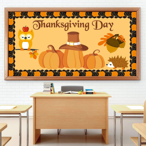 Pumpkin Scalloped Border Trim for Fall Classroom Bulletin Board Decoration - Halloween Thanksgiving - 36 Feet