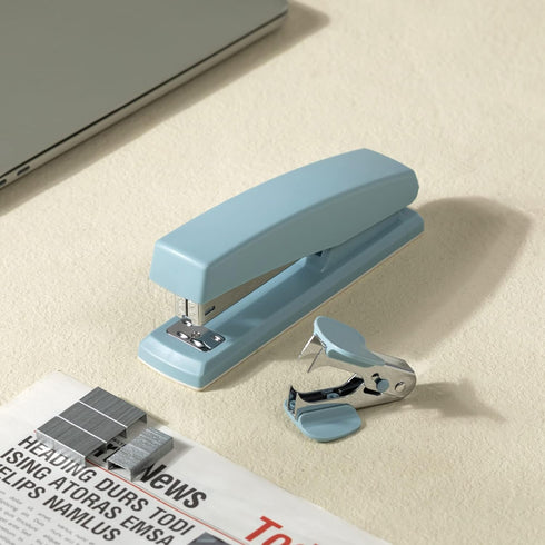 Deli Desktop Stapler, 2 Pack, 25 Sheet Capacity, Includes 2000 Staples and 2 Staple Removers, Blue
