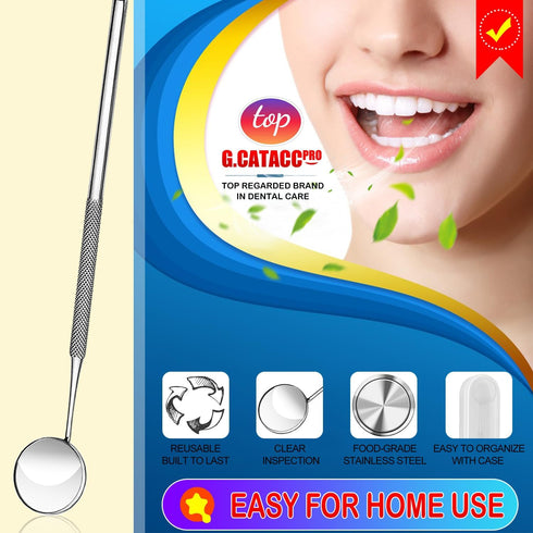G.CATACC Dental Mirror, Stainless Steel Dentist Tool for Teeth Cleaning Mouth Inspection Mirror with Storage Box