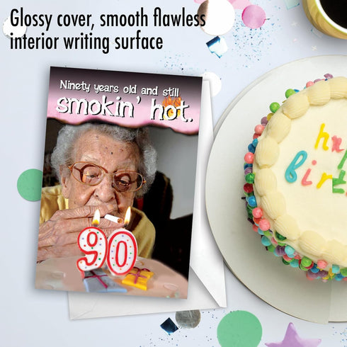 NobleWorks Funny 90th Birthday Greeting Card, Women Grandma Humor Milestone, 90 Years Happy Bday
