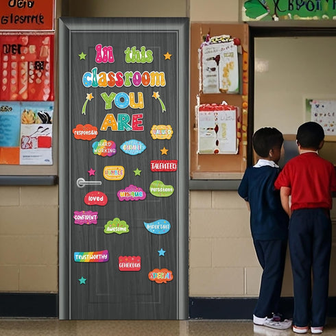 Rainbow Bulletin Board Decorations - 31Pcs Positive Inspirational Signs for Classroom Door and Wall Decor