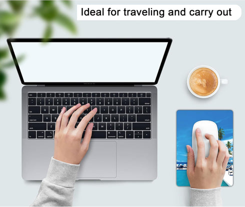 Small Mouse Pad – Mini 6 x 8 Inch Non-Slip Rubber Base for Laptops, Washable & Portable (Seaside Vacation Scenery)